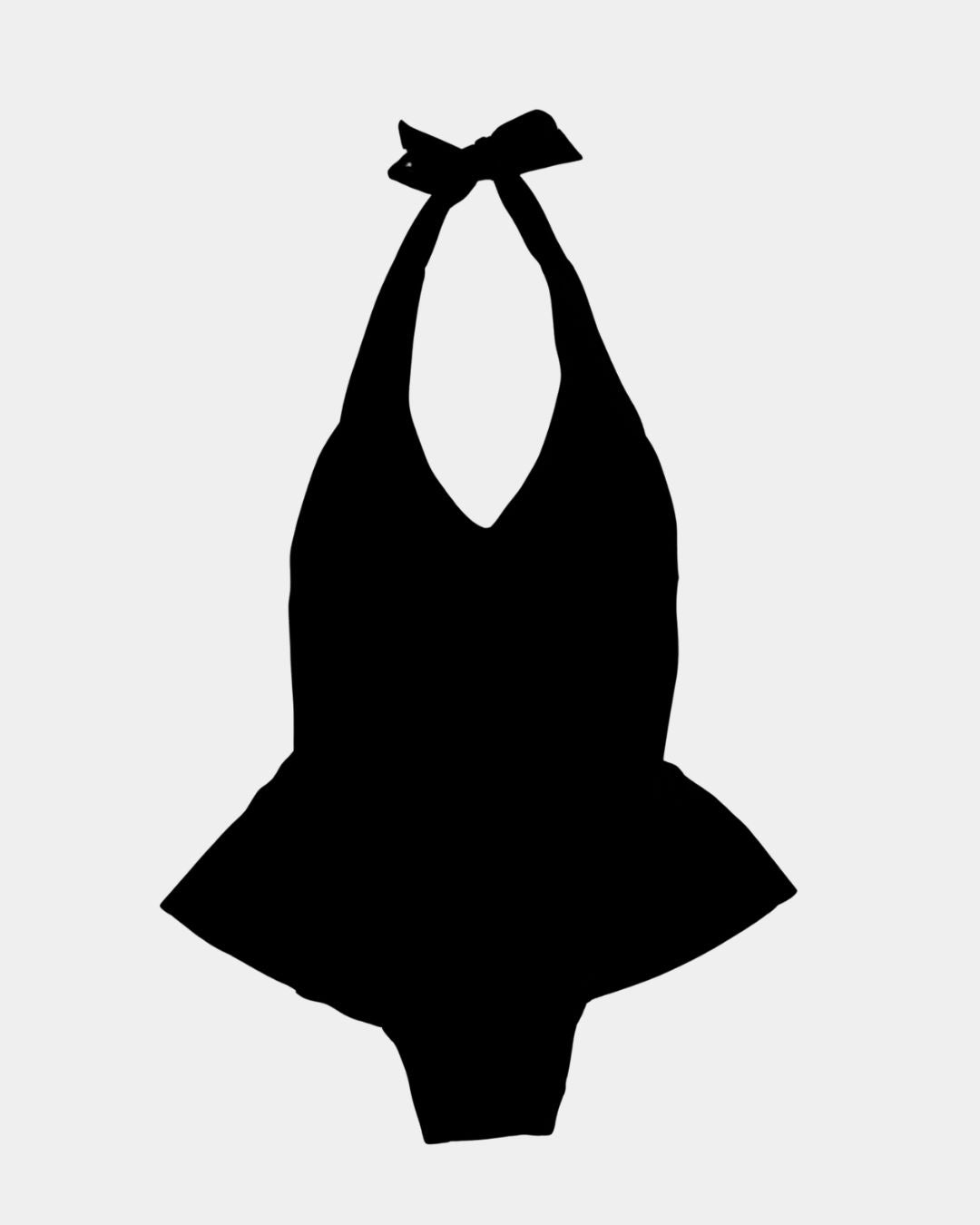 BLACK RUFFLE MATERNITY SWIMSUIT